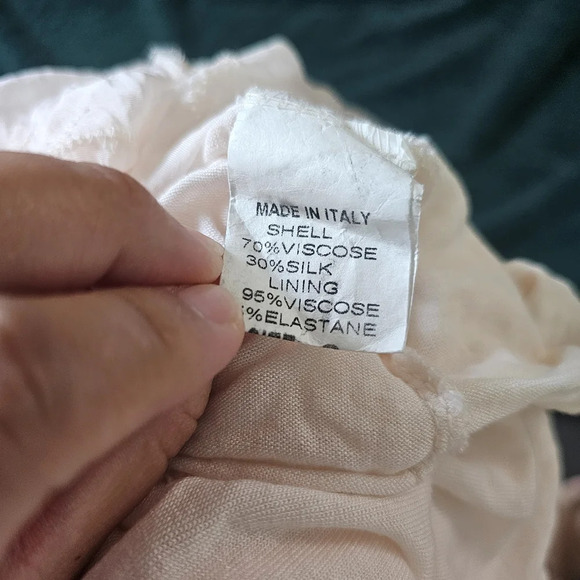 Angela moda silk Italian blend floral embroidered cream color sheer tee Small - Picture 5 of 6